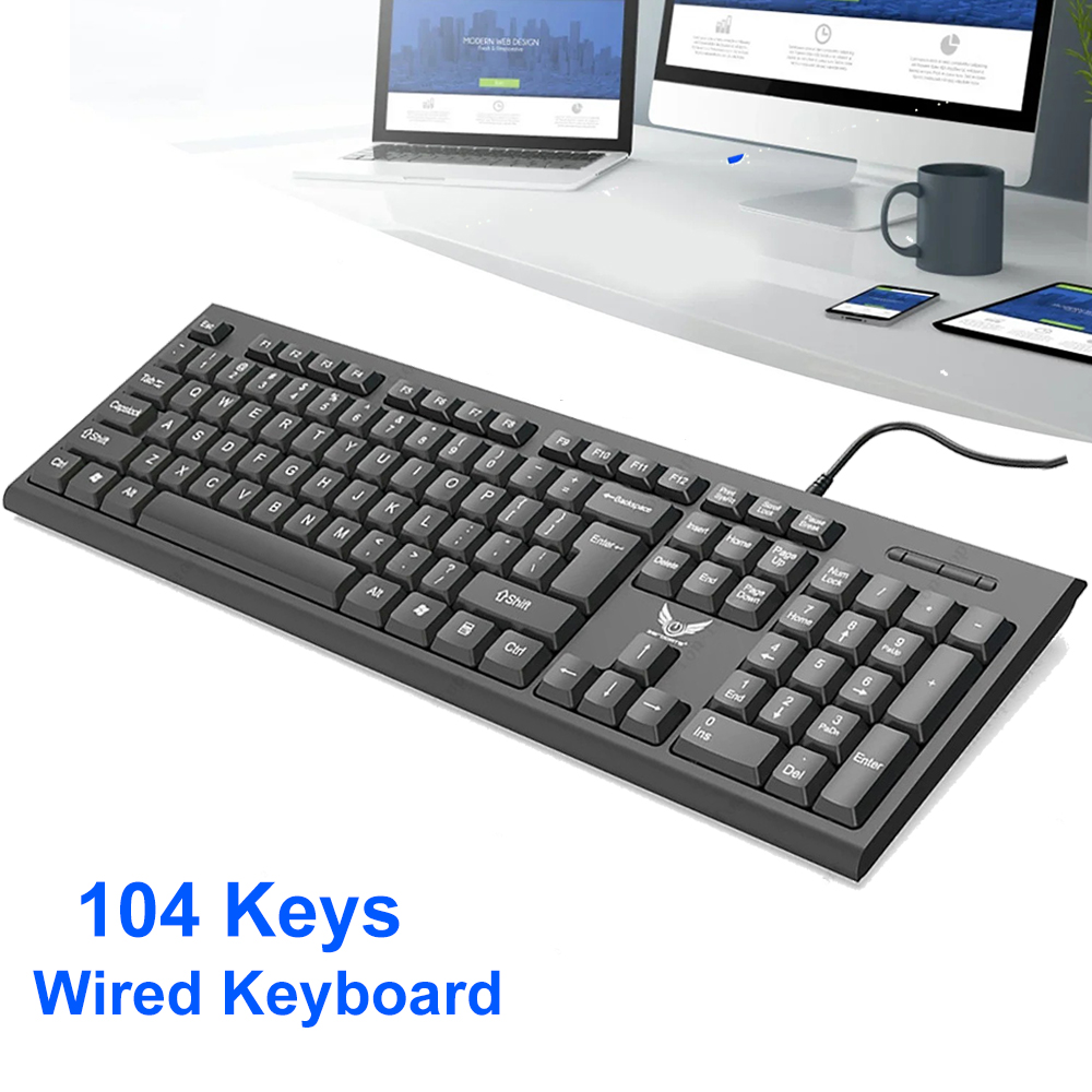 Gaming Keyboard Budget - 104-клавишная проводная USB-клавиатура, эргономичный дизайн, игровая