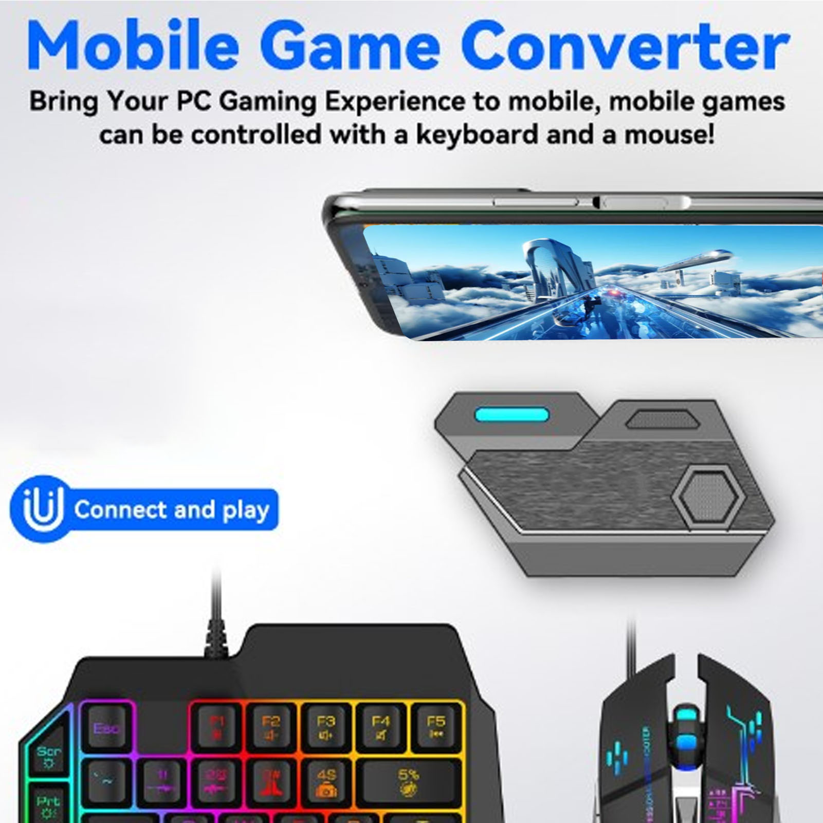 Gaming Keyboard Hand - Комбинированный пакет для мобильных игр, подключение