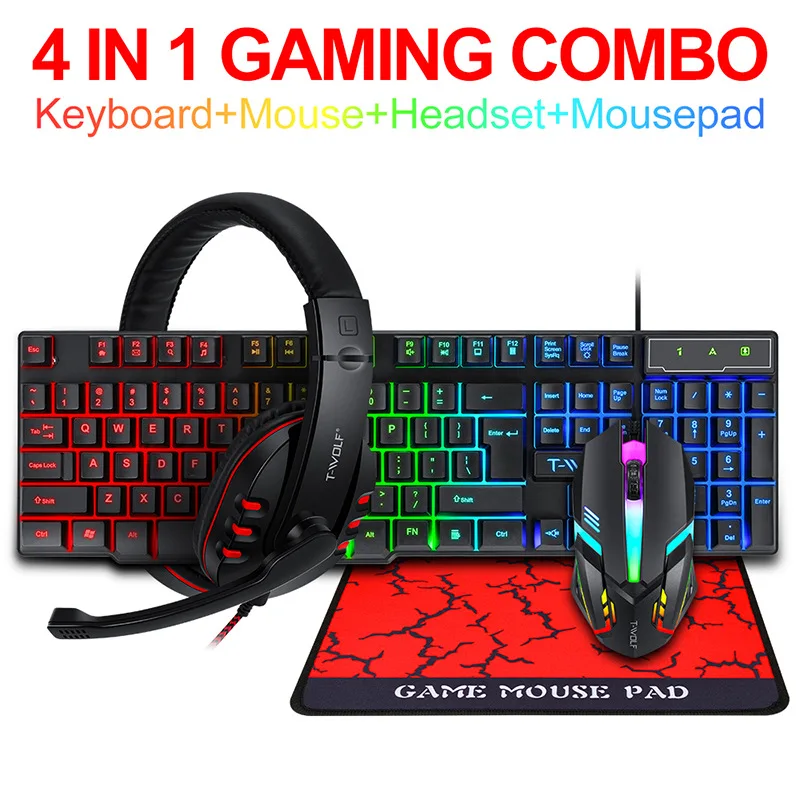 Игровой набор T-WOLF Game Four – обзор и цена Gaming Keyboard Mouse Set