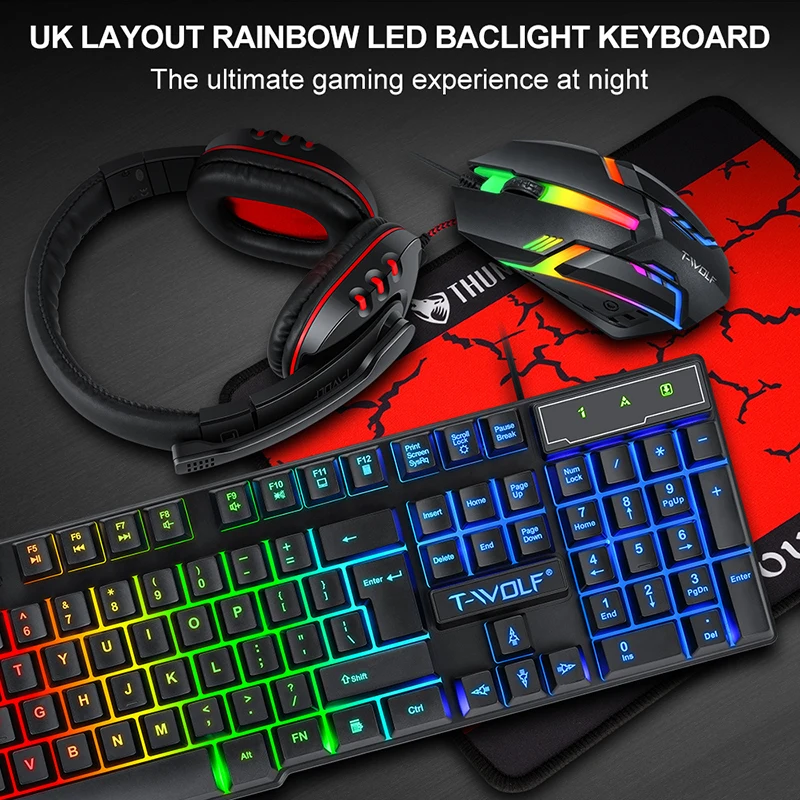 Игровой набор T-WOLF Game Four – обзор и цена Gaming Keyboard Mouse Set